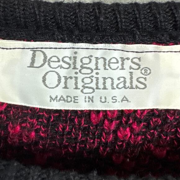 Vintage Women's Dolman Sleeve Acrylic Sweater Red Black Swirl 80s Vibe Retro - Picture 7 of 8